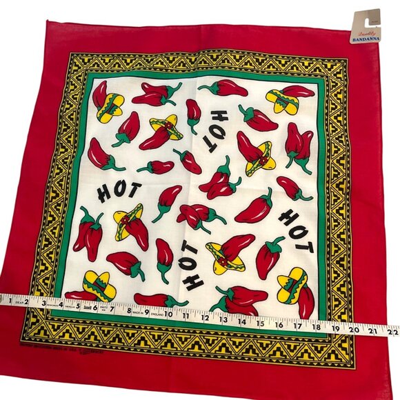 Red Hot Jalapeno Chili Pepper Bandana Scarf Handkerchief Southwestern NWT VTG - Picture 6 of 8